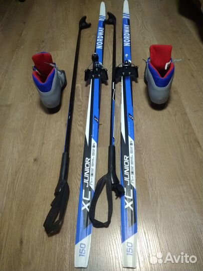 Детские беговые лыжи, + ботинки