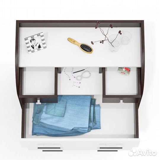 Комод Мебельный Двор К6 6 ящиков цвет венге/белый шагрень, шхгхв 80х43х110 см