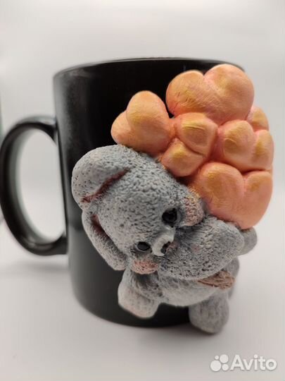 Кружка Зайка с шарами ручной работы