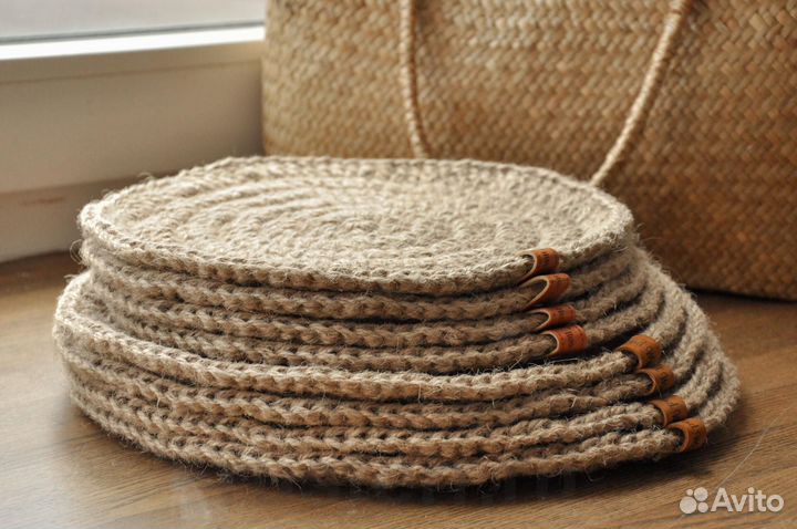 Салфетки из джута и полиэфирного шнура