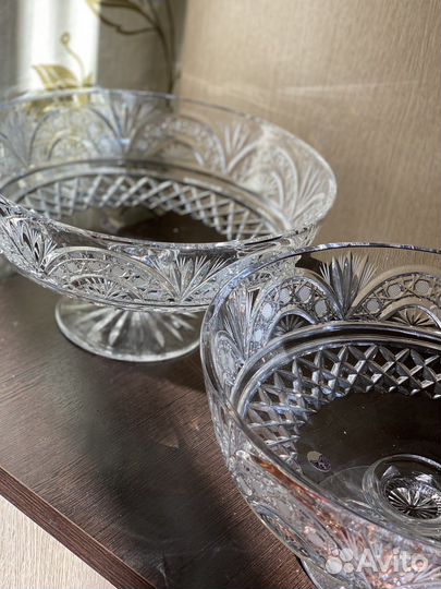 Ваза для фруктов на ножке хрусталь