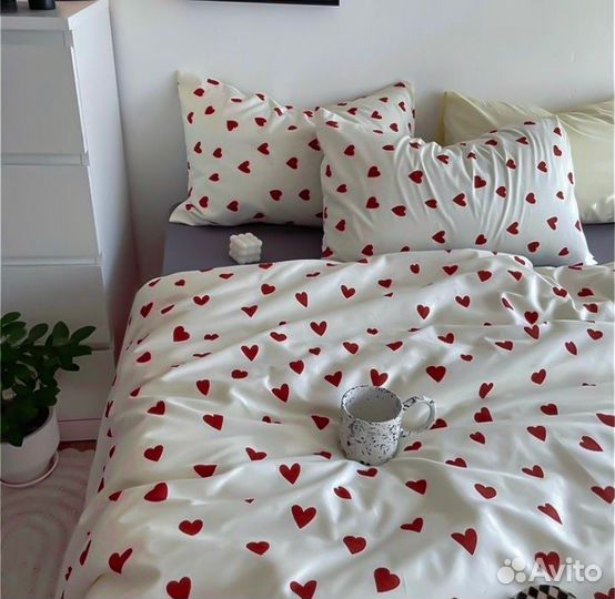 Постельное бельё сердечки в стиле zara H&M IKEA