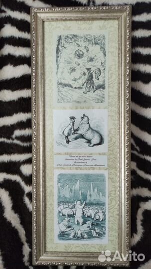 Декор настенный в раме - комплект из трех штук