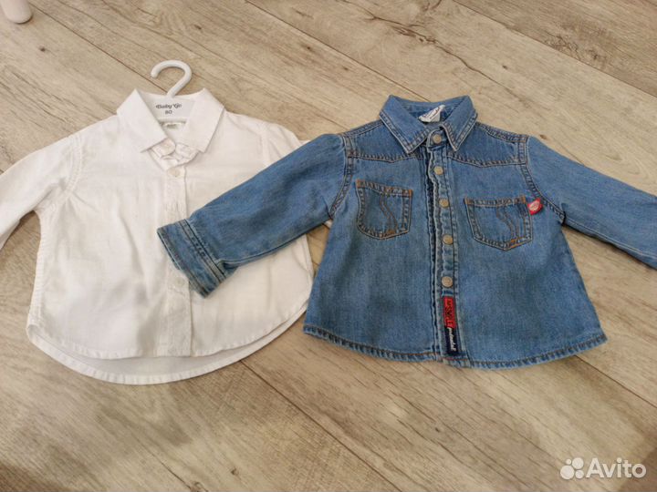 Джинсовая рубашка, рубашка на мальчика 74
