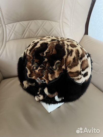 Берет норковый комбинированный