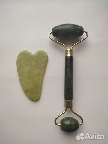 Массажный роллер для лица+ скребок гуаша