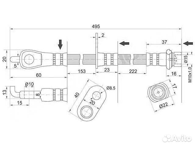 Шланг тормозной передний правый Camry Es350