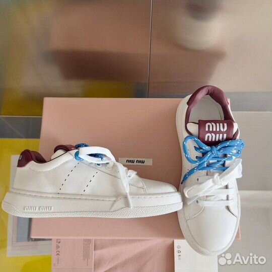 Кроссовки кожаные Miu Miu