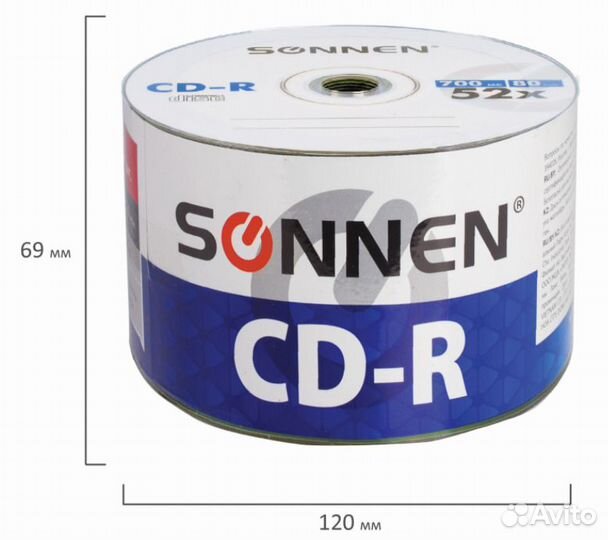Диски CD-R sonnen 700 Mb 52x Bulk (термоусадка)