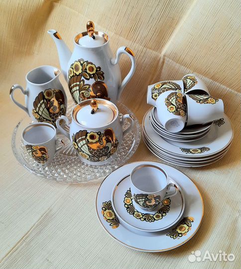 Винтажный кофейный сервиз Зозуля