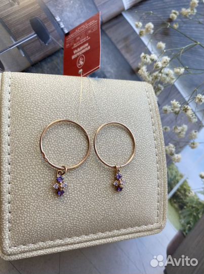 Золотые серьги 585 новые
