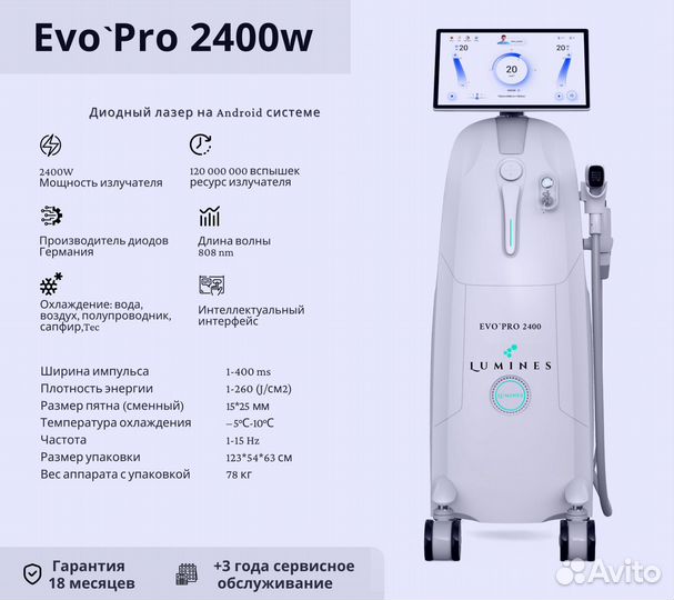 Аппарат для эпиляции люминес Evo’Pro 2400W