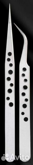 2 стальных пинцета для маникюра,наращивания ресниц