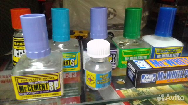 Клей для моделей, жидкость для декалей, шпаклёвка
