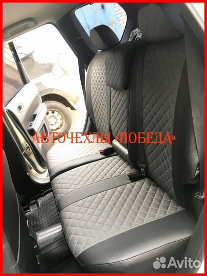 Чехлы Nissan X-Trail T31 из экокожи чёрно-серые