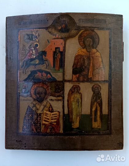 Икона Святые Георгий Победоносец, Никита, Николай