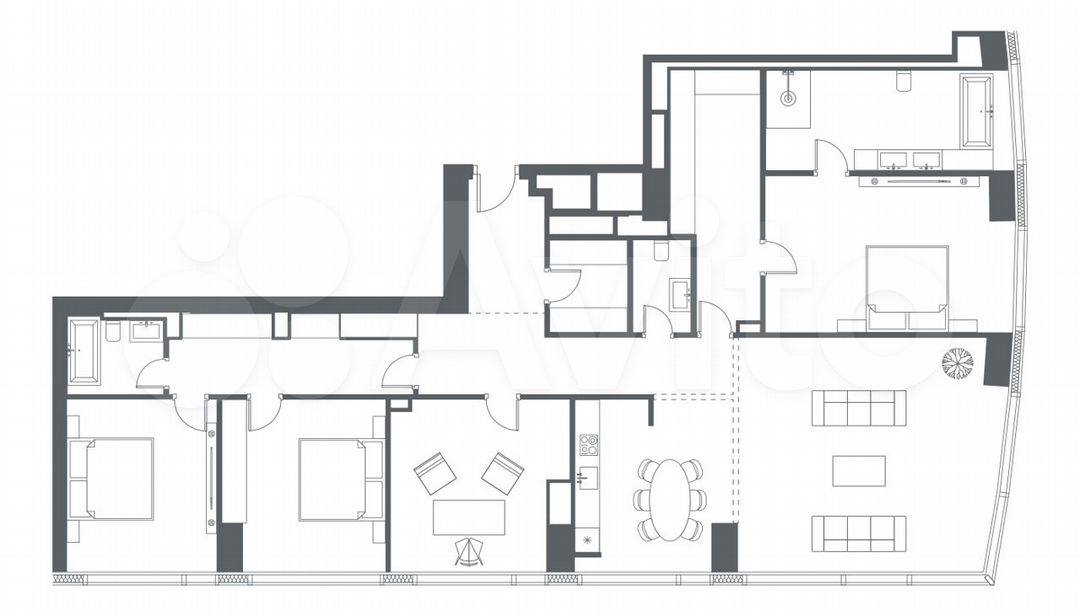 5-к. квартира, 195,1 м², 61/67 эт.