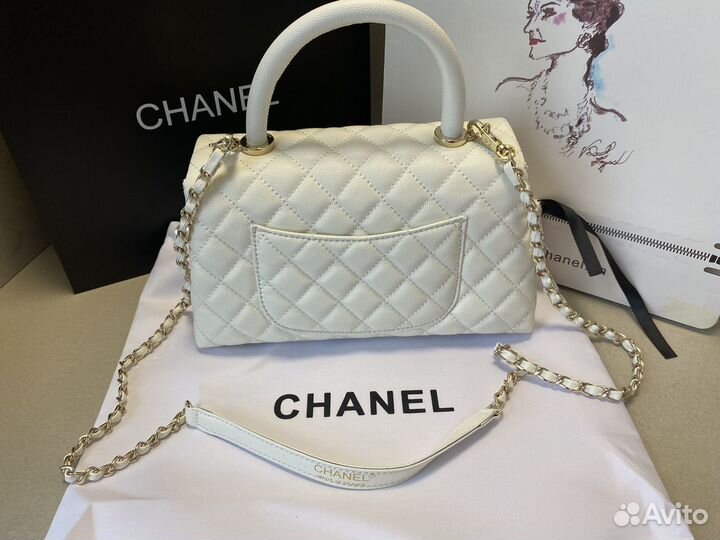 Сумка женская Chanel из натуральной кожи белая