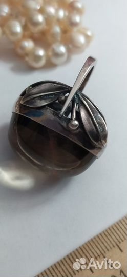 Винтаж Кольцо Крупное серебро Хрусталь/Раухтопаз