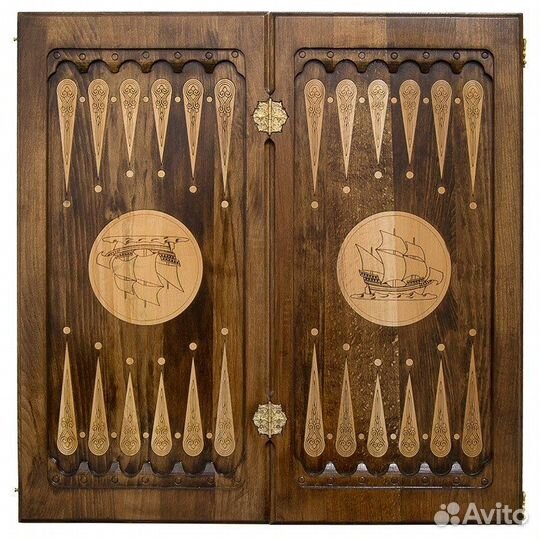 Нарды и шашки резные На полных парусах 60 х 60 см бук Армения 62585