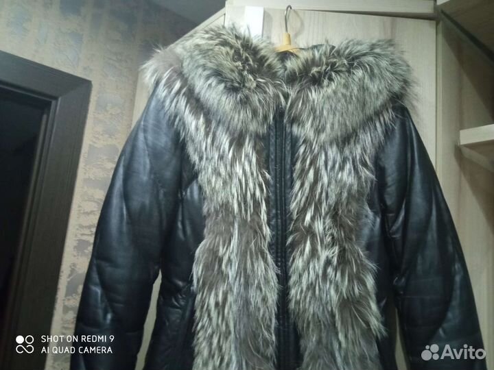 Женский кожаный пуховик натуральная кожа