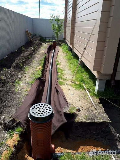 Дренаж участка под ключ/Ливневка/Отсыпка