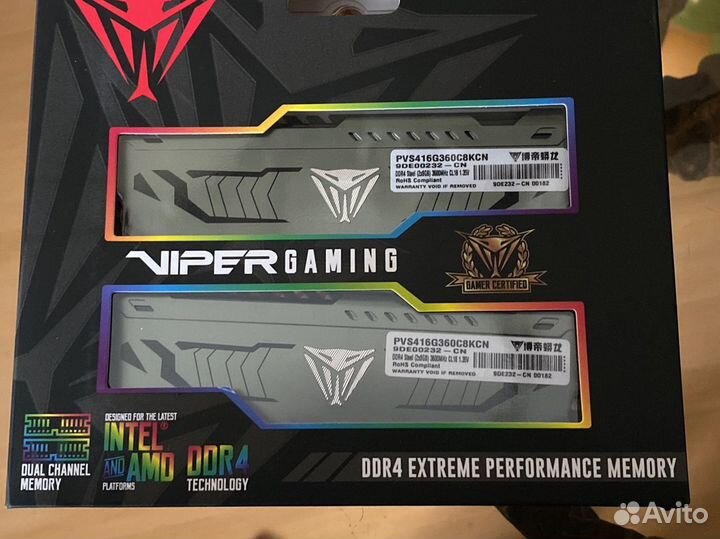 Оперативная память ddr4 2х8gb 3600MHz