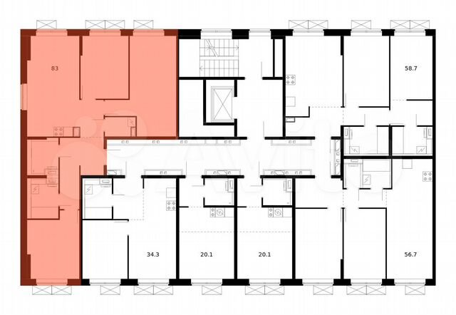 3-к. квартира, 83 м², 4/9 эт.