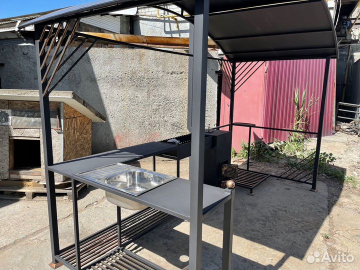 Мангал с крышей и печкой под казан + под тандыр