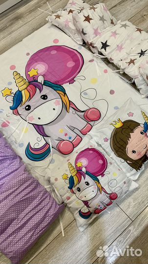 Комплект бортиков с одеялом в кроватку новый