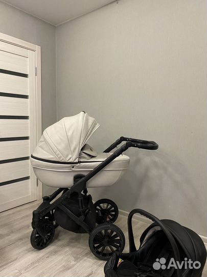 Коляска 3 в 1 Delorean City экокожа серая