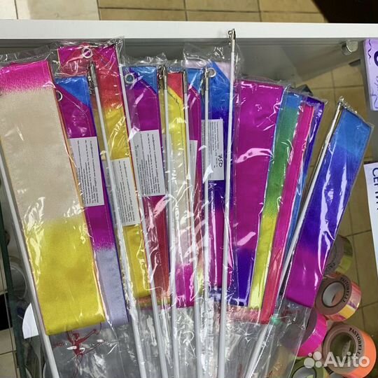 Лента гимнастическая с палочкой 56см 6м, 4м