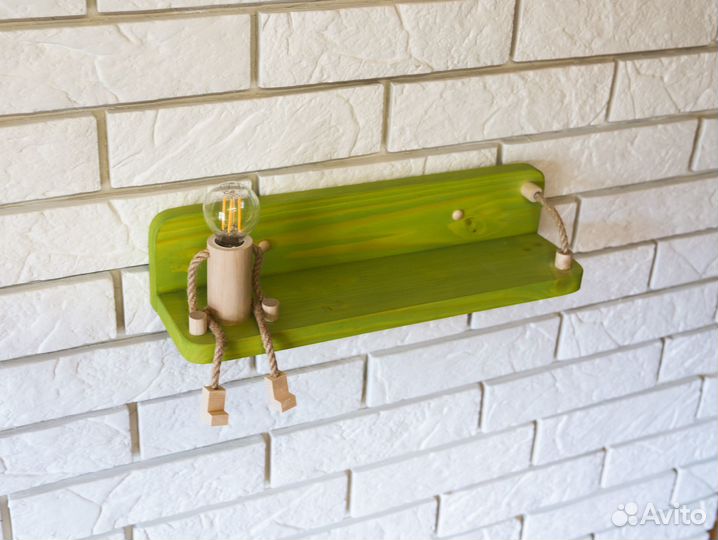 Полка с подсветкой зеленая 40 см