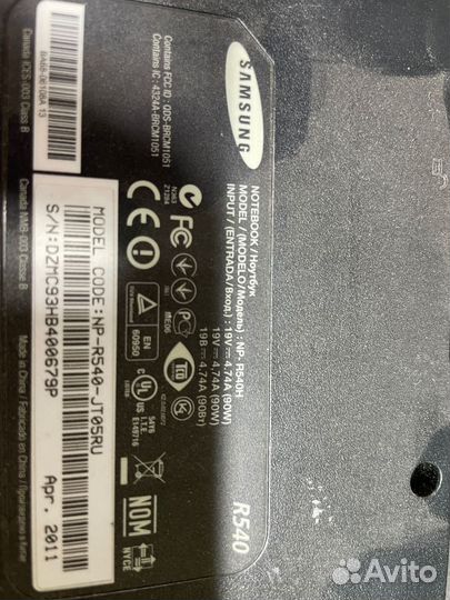 Ноутбук samsung R540 на запчасти