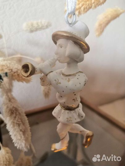 Игрушка новогодняя на ёлку скоморох с дудкой