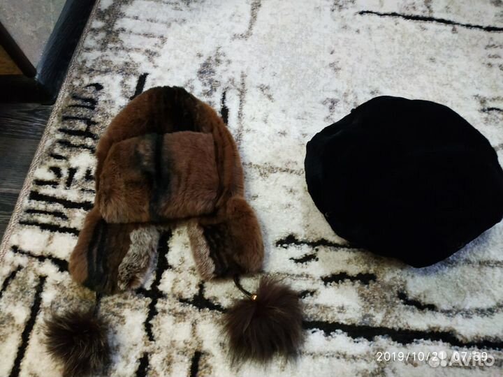 Берет натуральный мех, шапка кролик, кепка кошка