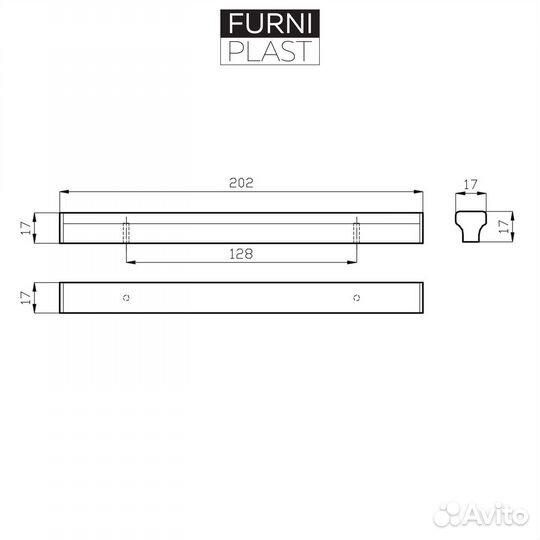 Ручка мебельная пр14/16-200/128 furniplast, алюмин