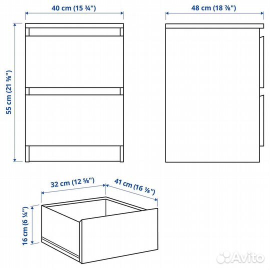 Тумбочка прикроватная IKEA Мальм новая оригинал
