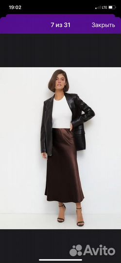 Юбка атласная, миди