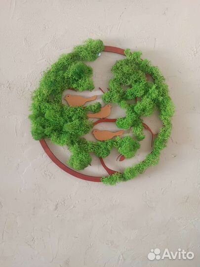 Картина панно из дерева мох