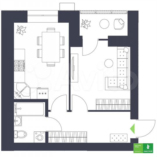 1-к. квартира, 36,9 м², 1/9 эт.