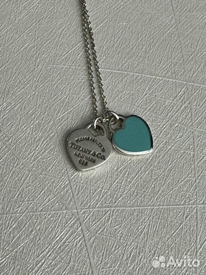 Цепочка tiffany blue double heart mini оригинал