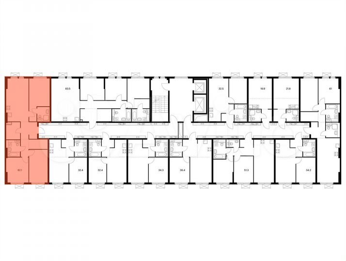 3-к. квартира, 82,1 м², 15/15 эт.