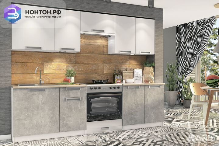 Кухня Денвер белый / бетон