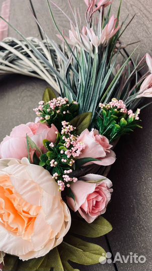 Венок декоративный летний с розами