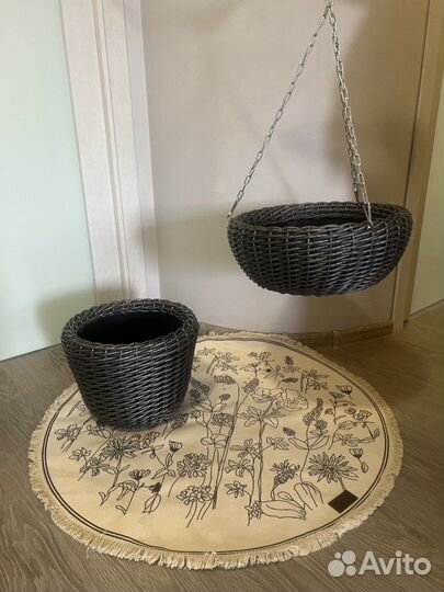 Кашпо подвесное из ротанга