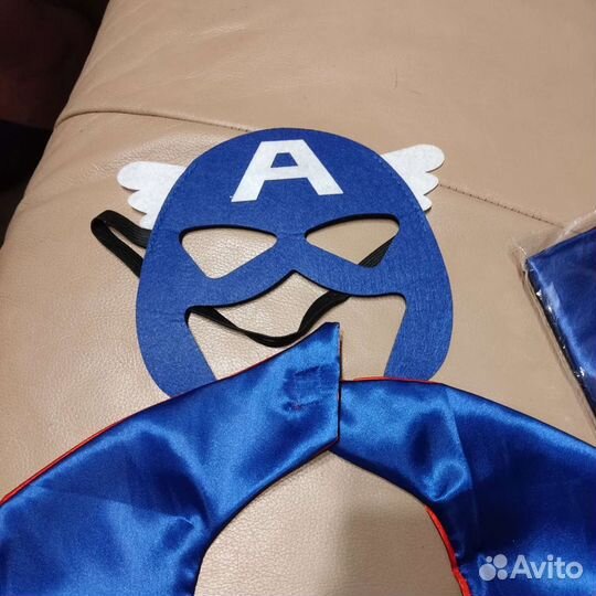 Новый костюм Капитан Америка плащ и маска