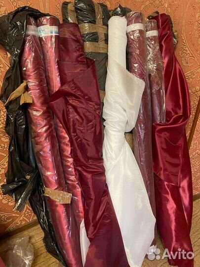 Шелк Таффета белый, бордовый, Атлас, подкладочная