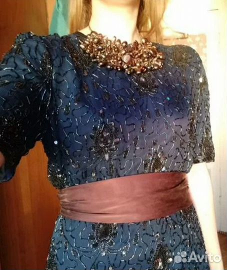 Платье вечернее винтаж шёлк пайетки