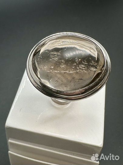 Коктейльное кольцо с раухопазом(дымчатым кварцем)